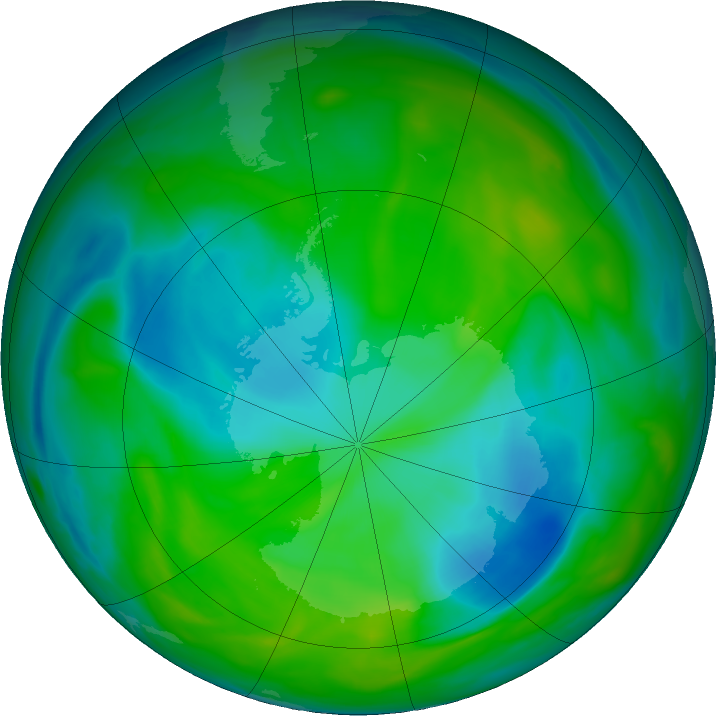 Antarctic ozone map for 09 December 2024